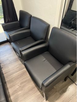 3 Black Reception / Waiting Room Chairs