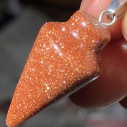 Goldstone Crystal Pendulum Hand Carved Gemstone 