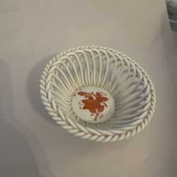 Vintage Reticulated Porcelain Basket – Made in Portugal