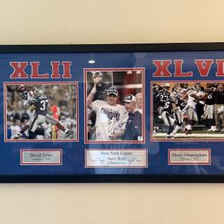 Eli Manning New York Giants Signed Framed 8x10 Photo Trophy Super Bowl w COA