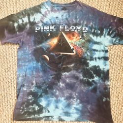 Pink Floyd Dark Side of the Moon Tie Dye Liquid Blue Shirt Size Large