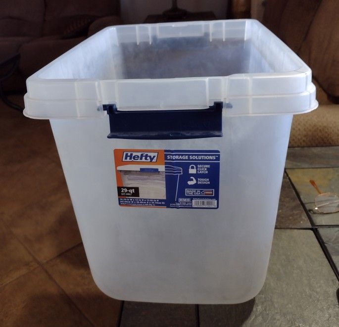 Free Hefty 29 Quart Storage Solutions Plastic Tote Container Without Lid