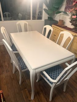 White Dining Table with 6 Chairs