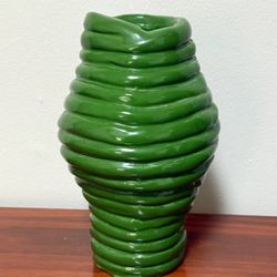 Handmade Misshaped Glazed Green Beehive Ceramic Pottery Vase Decor