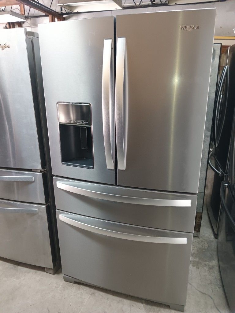 Whirlpool Refrigerator 4 Door Everything Works Good Stainless Steel