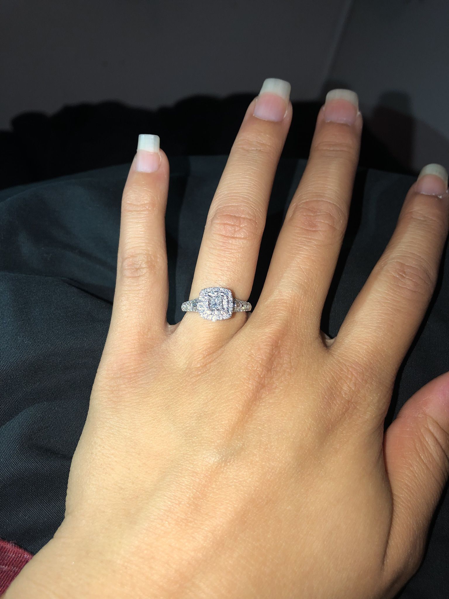 10WG 3/4 Princess Cut Engagement Ring