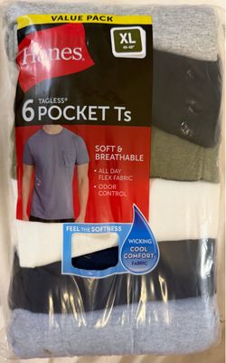 Hanes Tagless 6-Pack Pocket T-Shirts XL