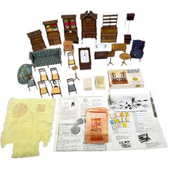 Vintage House Of miniatures Dollhouse Furniture wooden lot book silverware XACTO