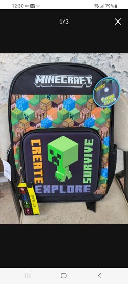 Minecraft creeper light up 17' backpack new with tags