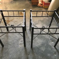 $10ea OBO Pair Of Metal End Tables, Black, No Tops, 21”x21”x23.5”