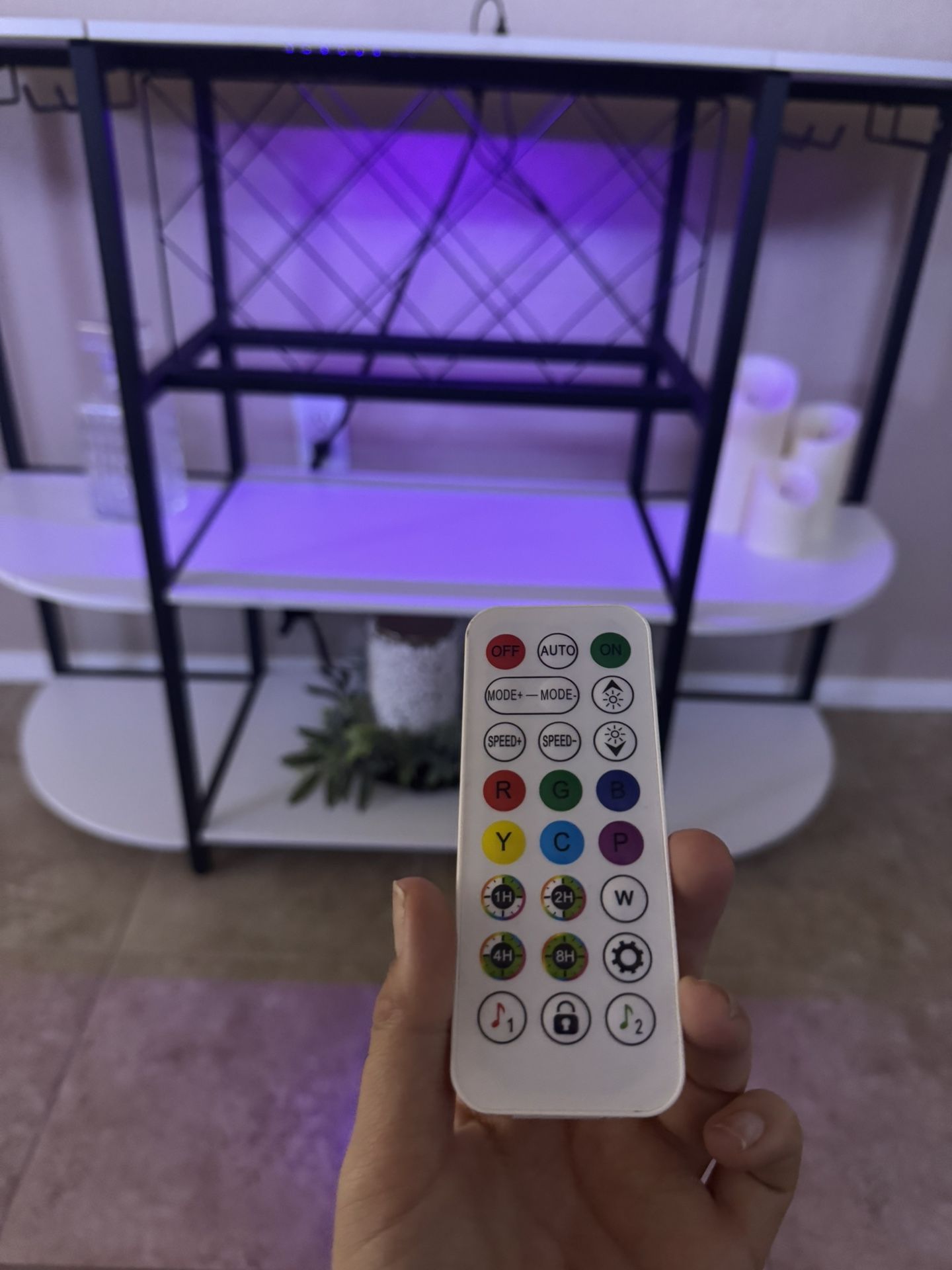 Wine Bottle & Glass Rack, Bar Cabinet With LED Lights