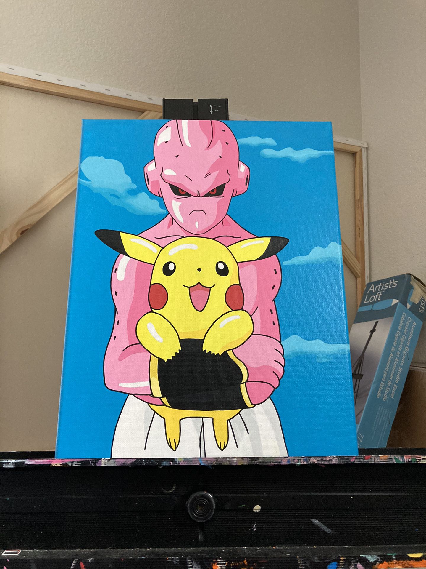 Dragon Ball Z x Pokemon Majin Kid Buu x Pikachu Painting 