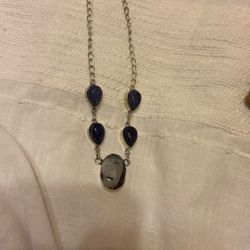 Sterling Silver Real Gemstone Necklace 