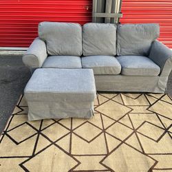 Couch with Ottoman!! Delivery Available 🚚!! Couch Dimensions: 87” Length x 33” Depth x 34” Height - Ottoman Dimensions: 29.5” x 22” x 17” Height