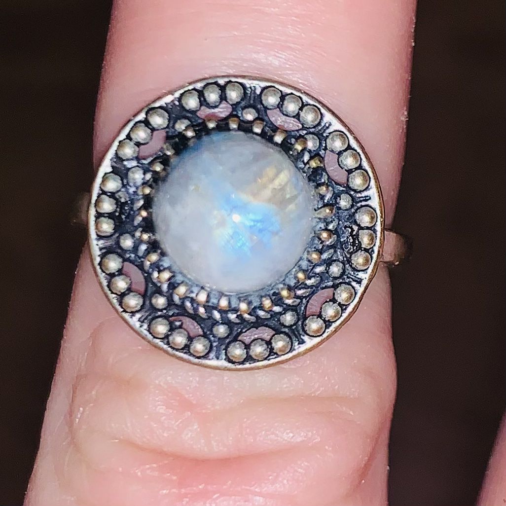 Size 6 Moonstone And Metal Ring 