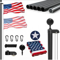 20FT Flag Pole for Outside House, Aluminum Flag Pole Kit with 3x5 Embroidered American Flag,