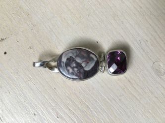 Vintage sarda 925 silver purple gemstone pendant necklace