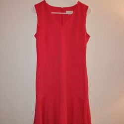 Coral, Drop-Waist, Calvin Klein, Size 8 Dress