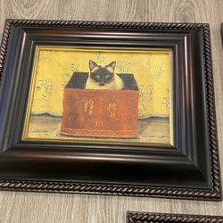 Ms. Meka Kitty Cat by Paul Stagg Picture The Bombay Company Framed  11” h x 12.5” w  Siamese Cat