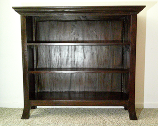 Solid Wood Brown Rustic Style Long Bookcase - Delivered