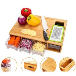 Cutting Board with Trays Multifunction Easy Chopping Meal Prep 4 Multi-Functional