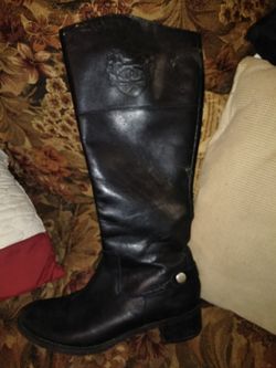 New, black leather AIGNER boots. Size 9