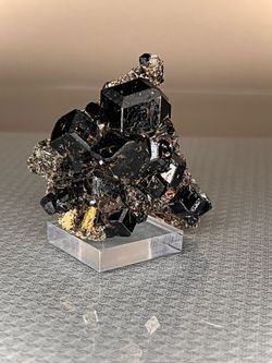 mal#127 Garnet var. Melanite on Actinolite 62g