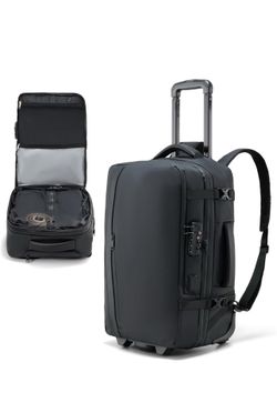 Fanwoli Rolling Vacuum Backpack Travel with One-Button Compression, Expandable Carry-On Suitcase Luggage, Approved TSA Lock & Water-Proof Laptop Compa