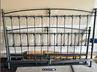 King Size Metal Bed Frame – Headboard, Footboard & Rails (Dark Pewter) – $100