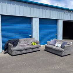 Free Installation - Tufted Silver/Gray Sofa + Loveseat Set