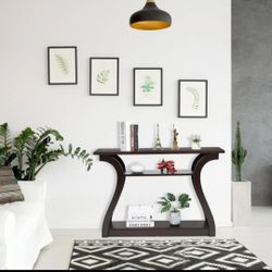 47'' Console Table for Entryway, Wood Sofa Table, Hallway Tables with 3-Tier Shelves for Living Room