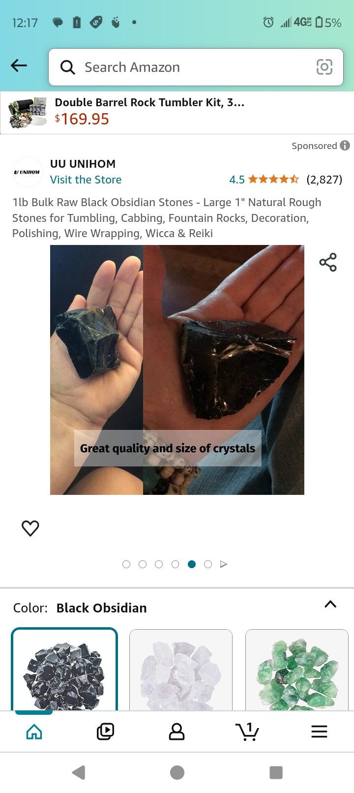 Large Quality Obsidian In Rough Crystal