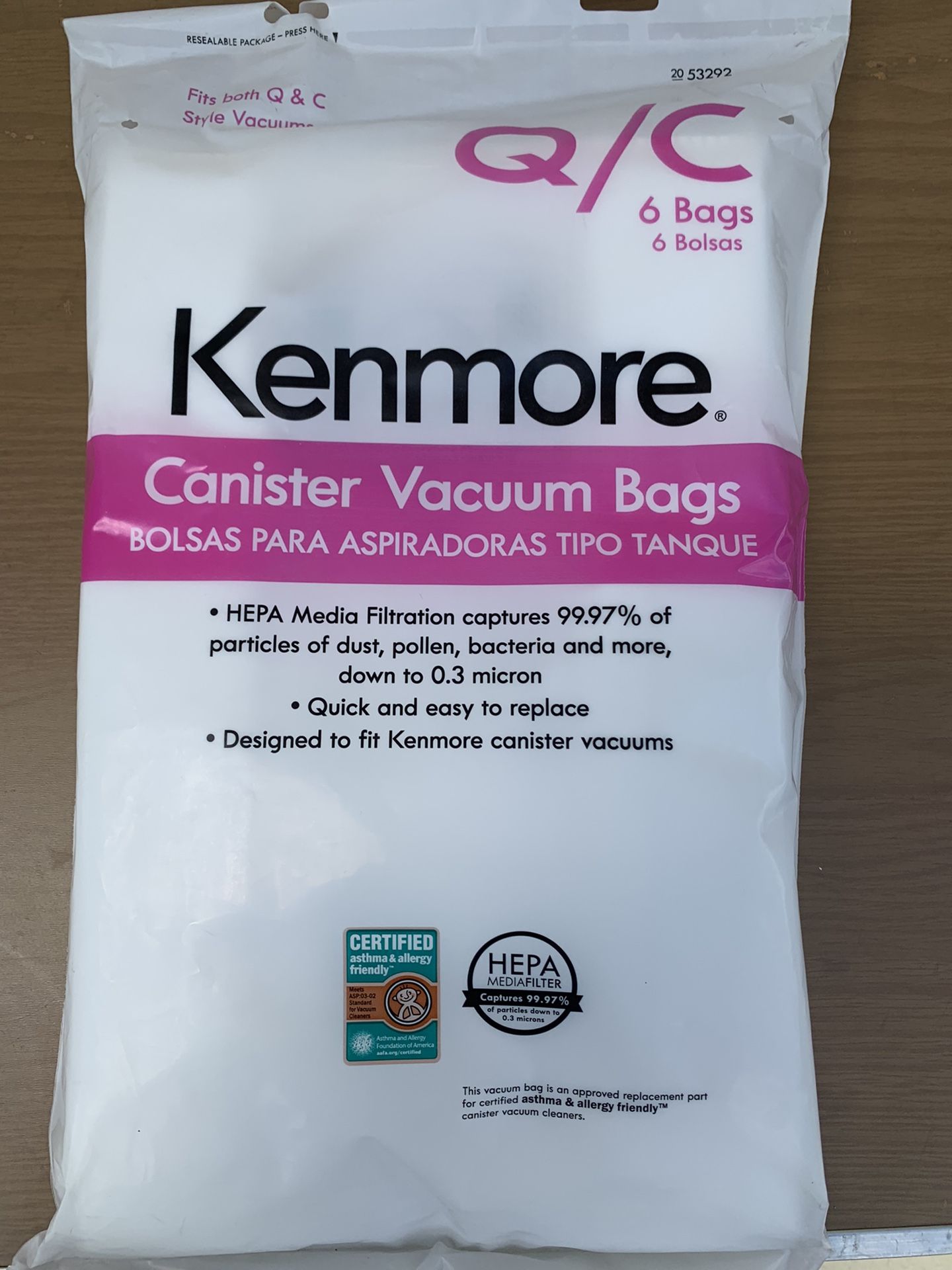 KENMORE CANISTER VACUUM  BAGS (Q/C)