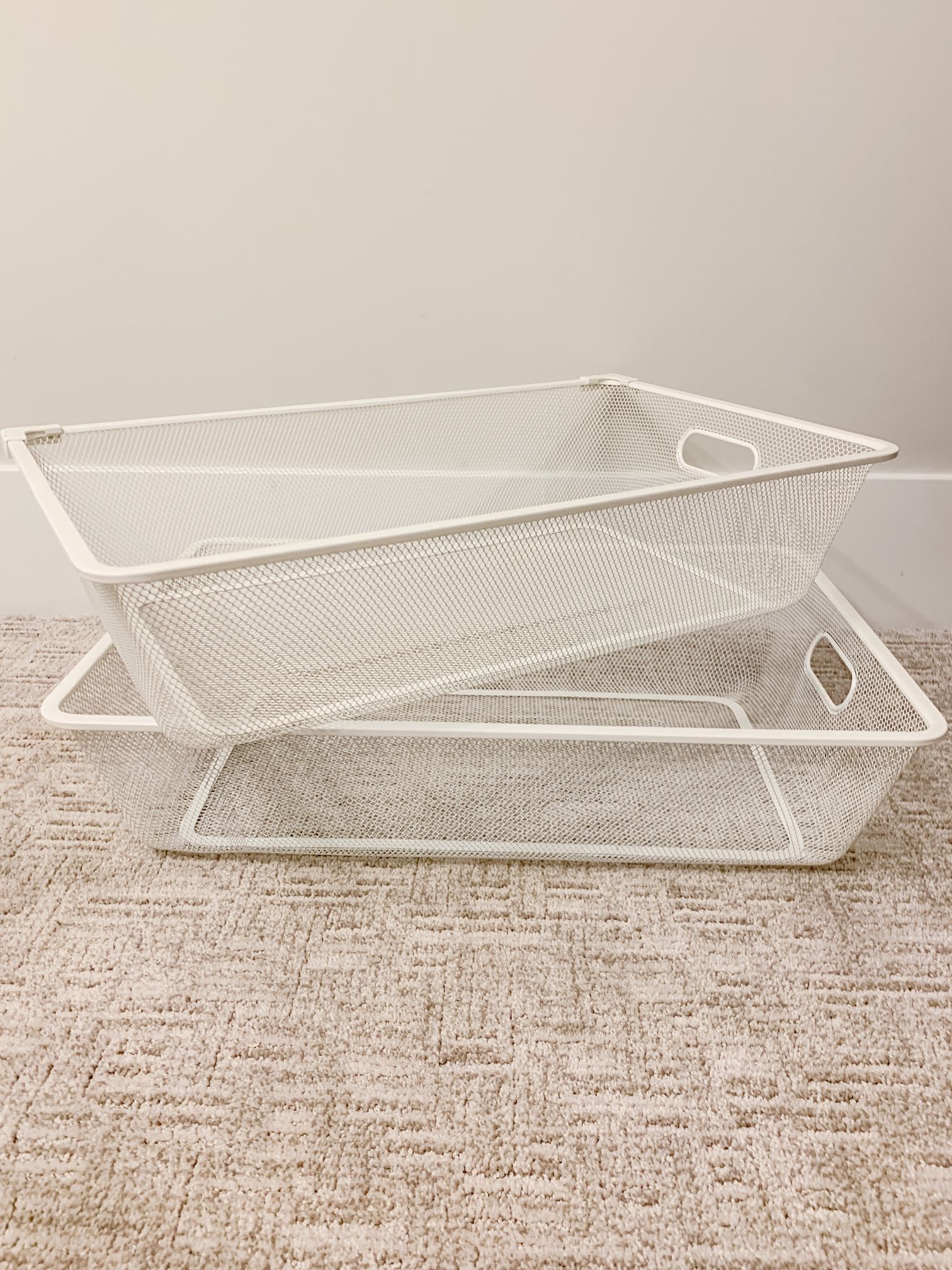 IKEA ALGOT - (2) Medium Tall/Thin White Mesh Baskets