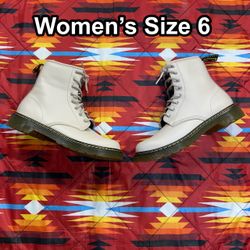 Dr. Martens 31283 Side Zipper Lace Up Combat Boots Beige Taupe Women’s Size 6