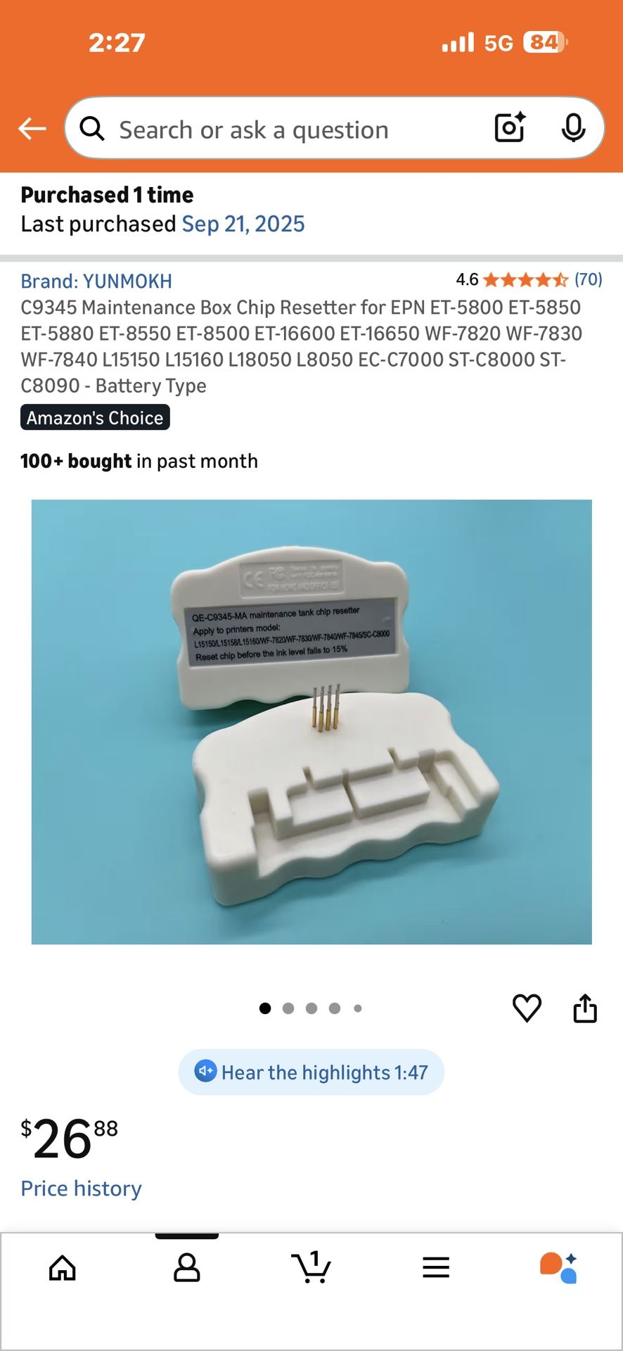 Epson Eco Tank Waste Tank Chip Resetter