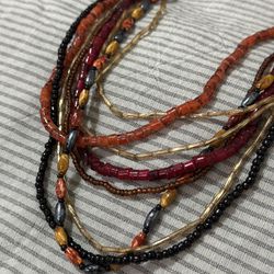 Bohemian Vacation Amber Color multi-layer bead necklace