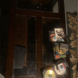 Real Wooden Brown Glass Table 