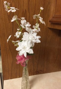 White Flower Arrangement with Clear Vase