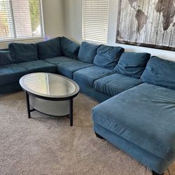 Spacious Blue Sectional Sofa with Chaise – Super Cozy & Modern