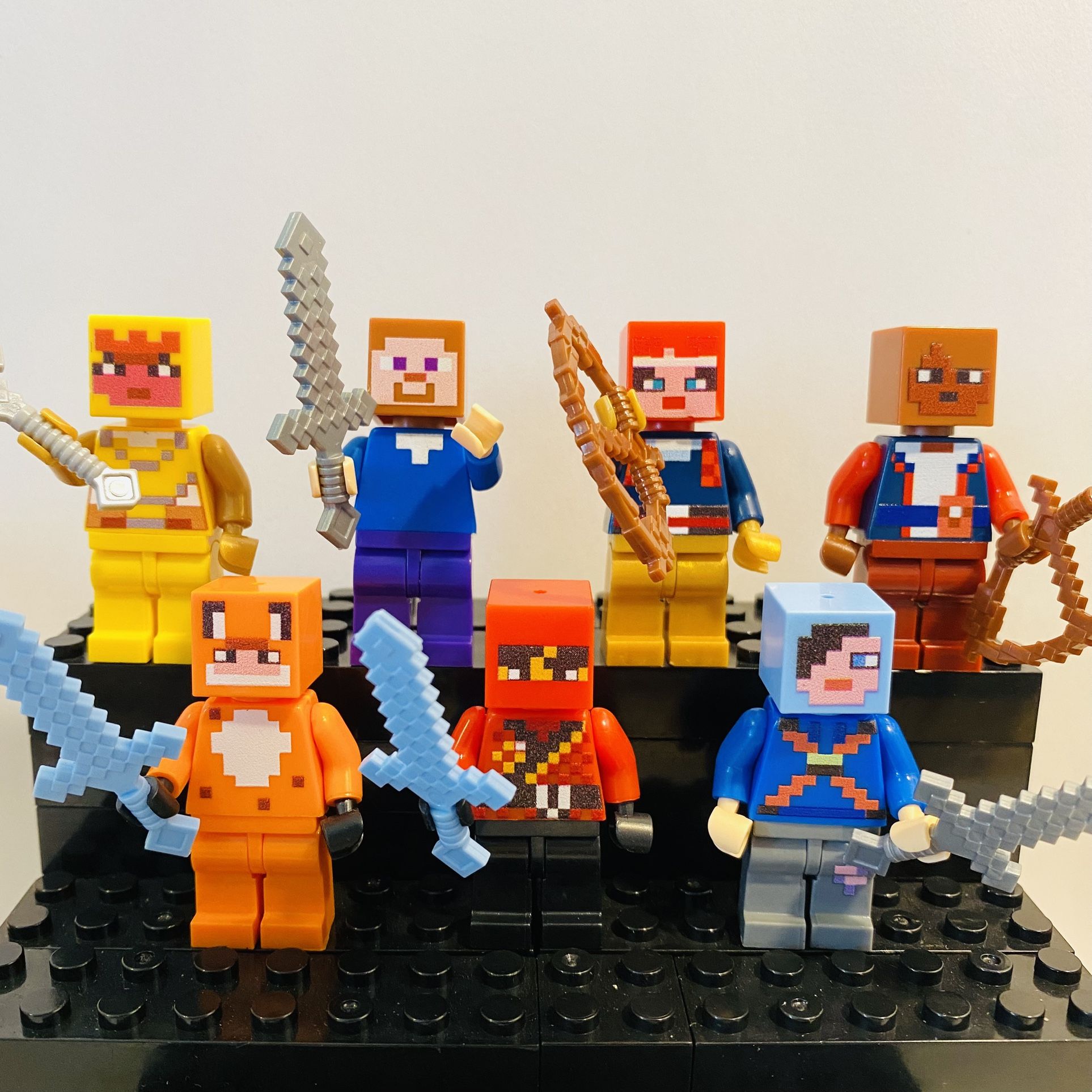 Minecraft Minifigures Gamers Pixel Men Set| New Custom LEGO Compatible Toy