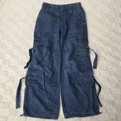 Garage Denim Cargo Pant Light Indigo Blue Size Small BNWOT