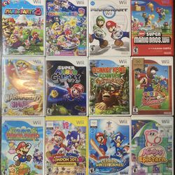 Wii Games Super Mario Bros + Mario Party 9 + Donkey Kong + Super Paper Mario + Mario And Sonic Olympics + Wii Sports + Kirby 