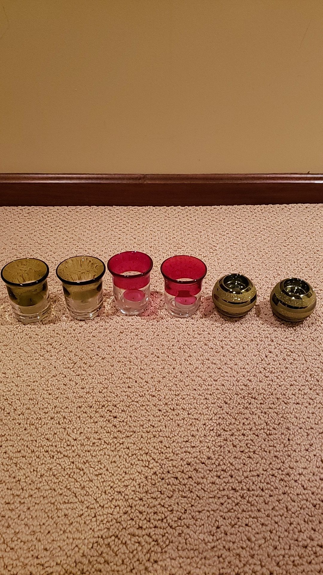 Christmas Candle holders, red and green