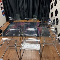Set of 6 Clear Acrylic Chairs (IKEA Tobias – Modern Styleaa) $50 Each or 6 for $275