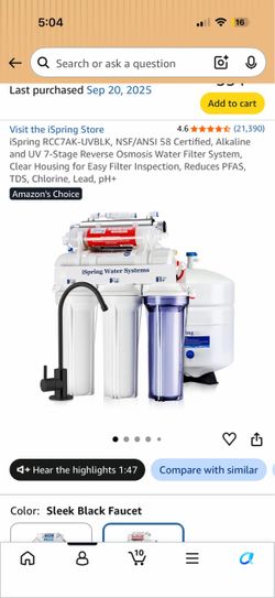 iSpring water filter with Sleek Black Faucet