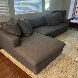 Gray/Blue Sectional Sofa With Chaise - Like New 