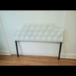 WHITE LEATHER QUEEN SIZE HEADBOARD