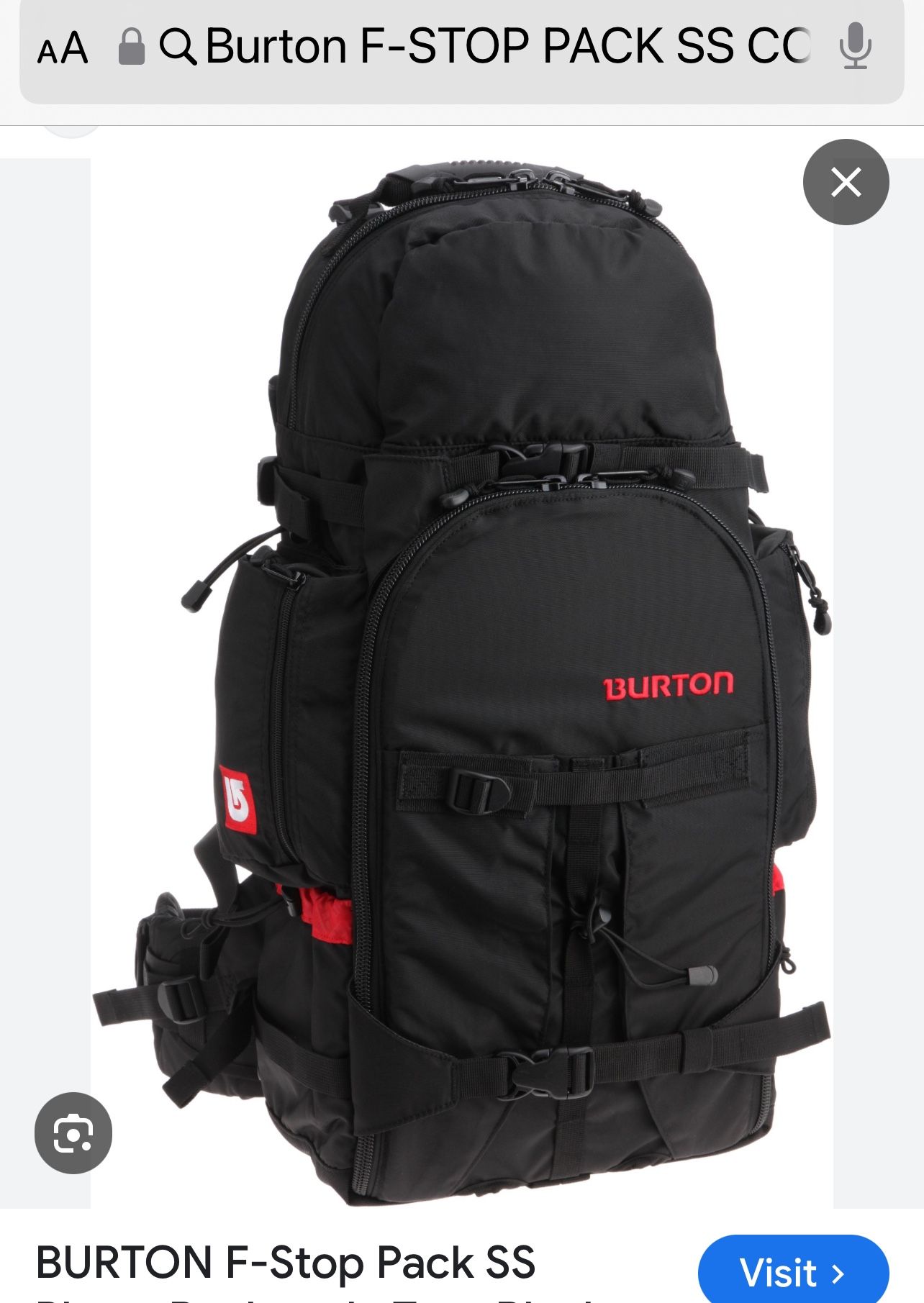 Burton F-Stop Mountain Back Pack. New