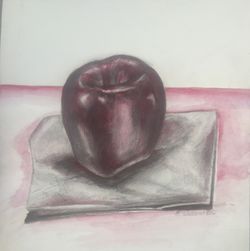 “Apple” original watercolor painting, BWallerstein, MFA , Signed